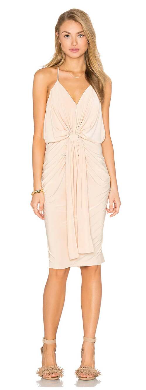 MISA Los Angeles Domino Midi Dress Womens Small Nude Sleeveless Strappy